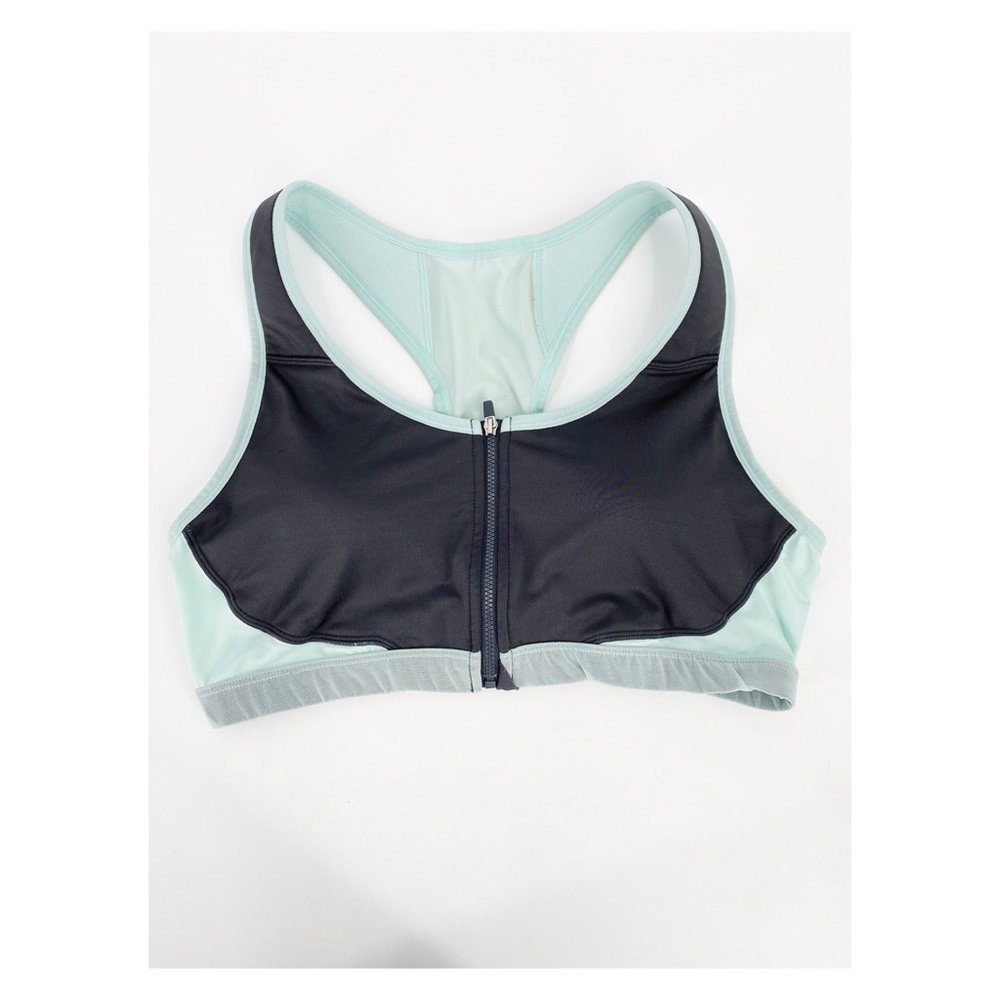 bcg Hi-Support Front Zip Closure Racerback Sports Bra Mint Green & Gray XL